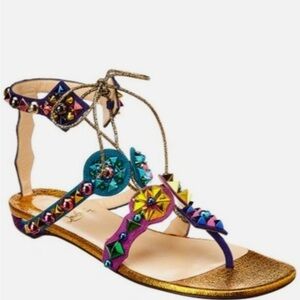 Christian Louboutin Donata Flat Cosmo 3D Sandals size 38 pre-owned.